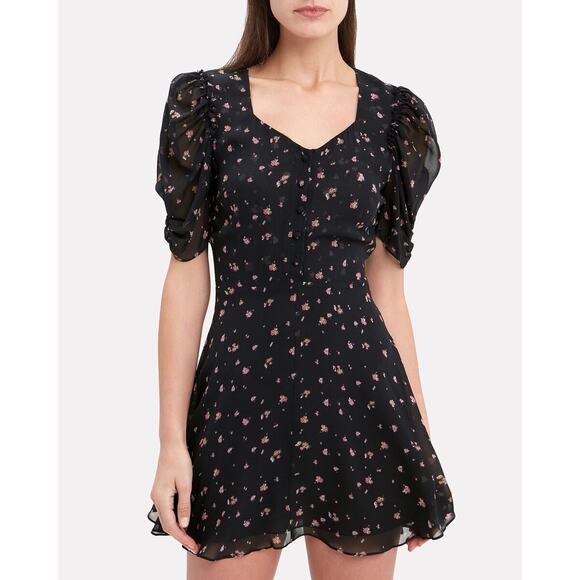 LoveShackFancy Cora Dress in Floral Black Women’s Size‎ Small - Picture 1 of 12